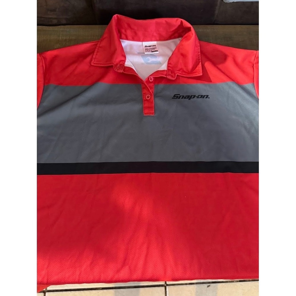 Snap-on Tools Polo Shirt Womens 2X Red Grey Colorblock Performance Mesh Logo